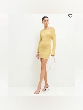 Reformation Eveline Off the Shoulder Dress Yellow Extra Small